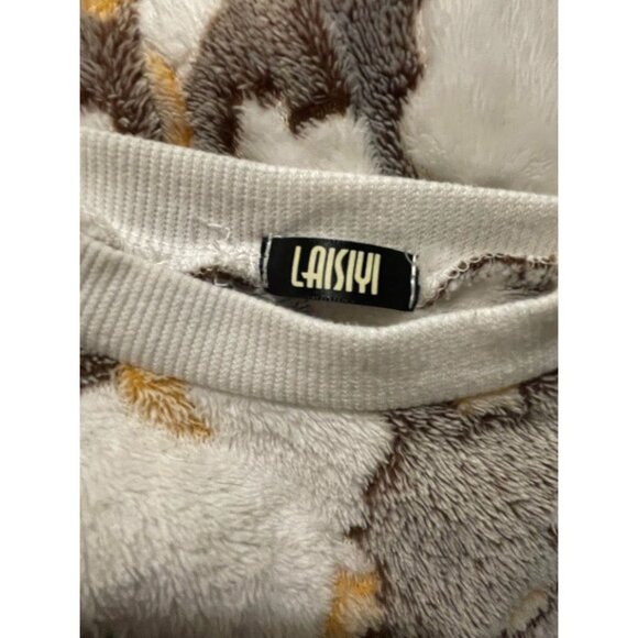 Fluffy Fleece Cloud & Moon Pattern Sweatshirt - Picture 3 of 8